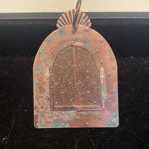 Vintage Copper Shrine Pendant with Patina effect